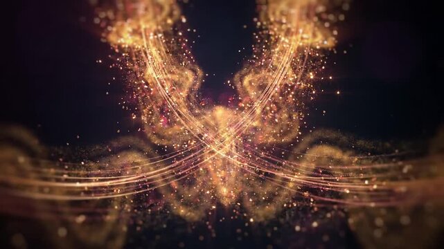 Gold particle wave &mdash; Twin crossing currents (16:9)