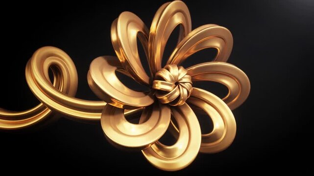Golden fluid and ink &mdash; Liquid ribbon bloom (16:9)