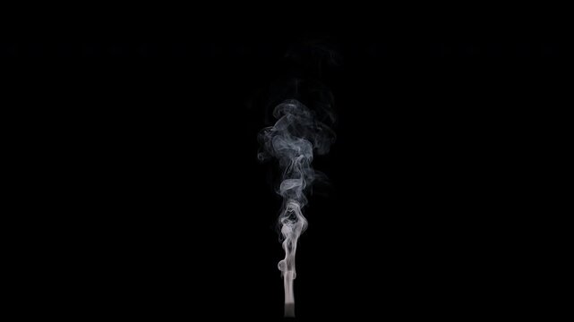 Rising sharp and crisp smoke puffs, alpha channel for transparent background, 4k 30p