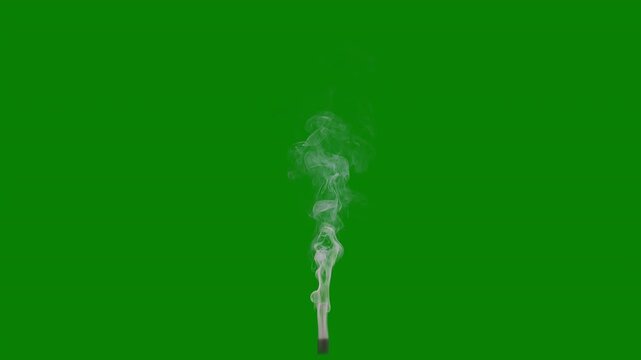 Rising sharp and crisp smoke puffs, green screen for transparent background, 4k 30p