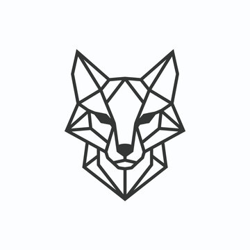 Geometric fox head portrait made of lines with a stylish low poly geometric