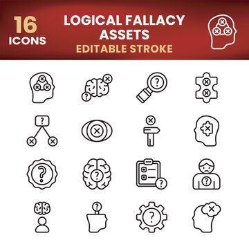 Logical fallacy critical thinking cognitive bias reasoning icon