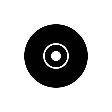 Black CD disc silhouette icon representing digital media storage and music technology.