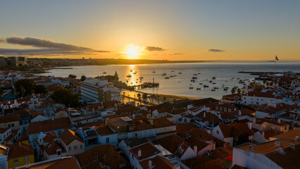Golden Sunset Over the Atlantic Ocean in Cascais, Portugal © Victoria