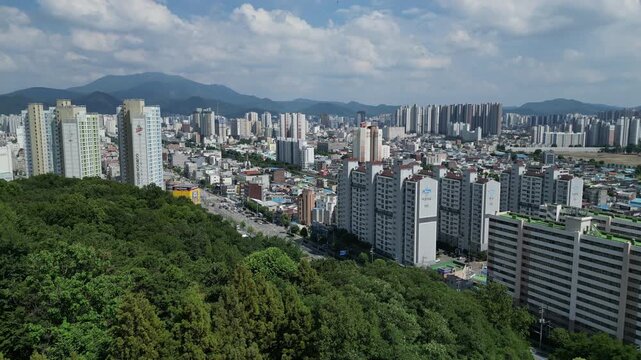 Gwangju City View Cityscape Apartment Complex Residential Area Korea 광주 시가지 전경 도시 풍경 아파트 단지 주거 지역 대한민국