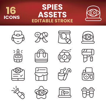 Spies espionage secret agent detective covert intelligence icon