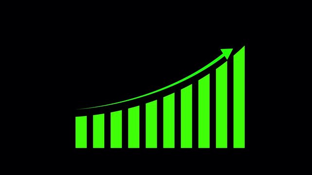 Business growth concept in allusive graph chart showing marketing sales profit increasing to future target . Excellent share market status of corporate business rise up 4k motion video...