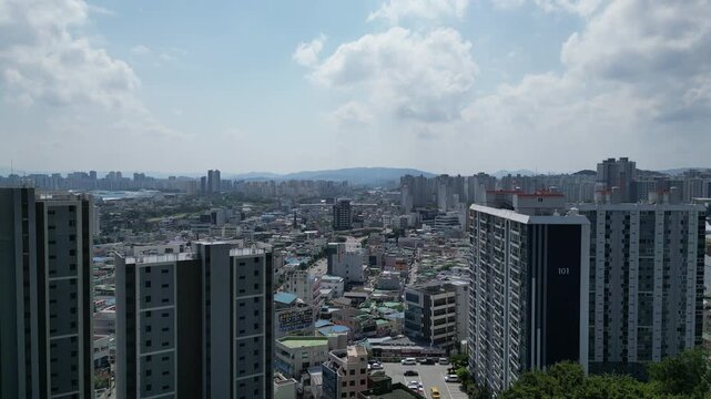 Gwangju City View Cityscape Apartment Complex Residential Area Korea 광주 시가지 전경 도시 풍경 아파트 단지 주거 지역 대한민국