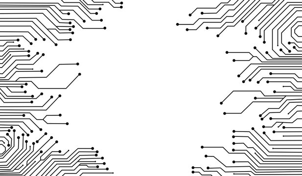 Abstract Black Circuit Board Trace Lines Background &ndash; PCB Technology Vector Pattern
