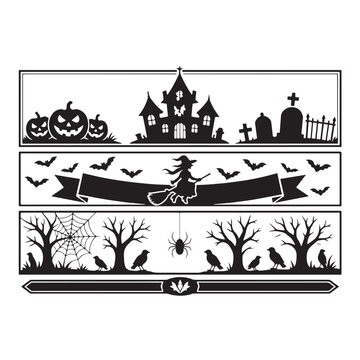 Black Halloween Marketing & Banners Silhouette Vector, High Quality Illustration on White Background