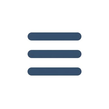 Hamburger menu icon featuring three horizontal parallel lines in minimalist blue design style