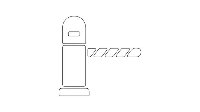 Automatic Parking Barrier Gate, Entrance Control Security Boom Gate Animated Icon, Loop Video Isolated on White