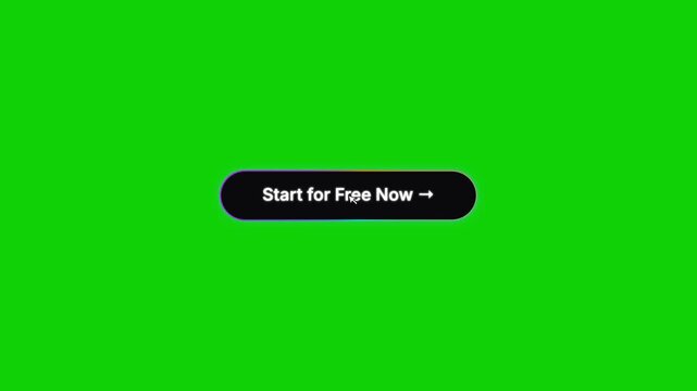Start for Free Now button animation, black call to action web element on green screen, interactive marketing click button for website design