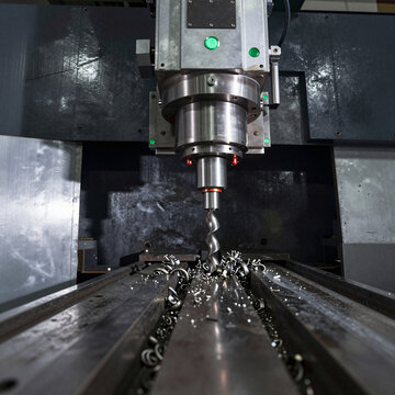 cnc machine maintenance and swarf removal in industrial workshop