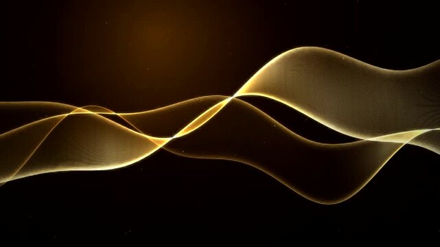 Luxury Golden Wave Particles Abstract Motion Background Loop