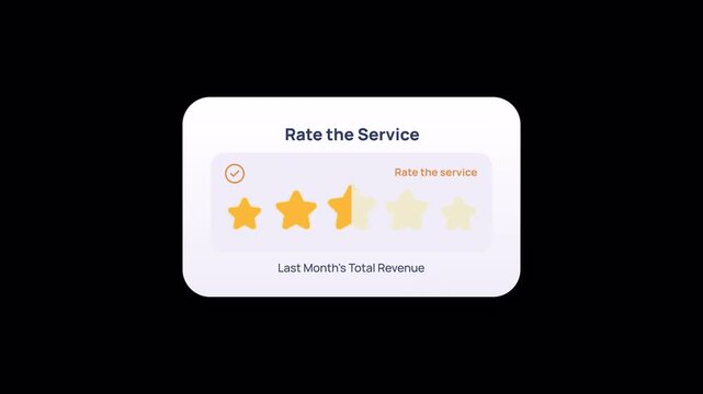 Two and a half star rating with half filled third star on black background. Suitable for mixed reviews, balanced feedback visuals, and score indicators.