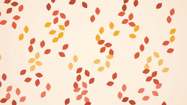 Animated autumn leaves pattern in vertical waves on cream background