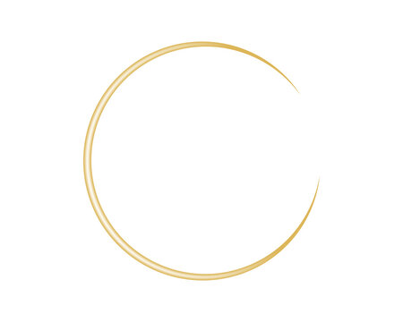 Elegant Golden Circular Ring Element Luxury Metallic Open Circle Design Isolated on Transparent Background