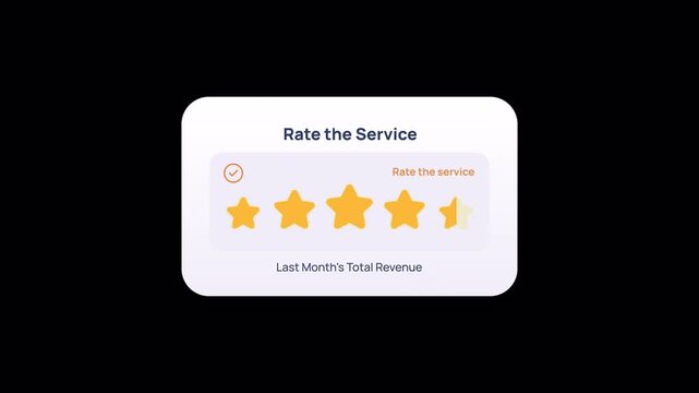Four and a half star rating with half filled fifth star on black background. Suitable for excellent reviews, premium quality badges, and approval graphics.