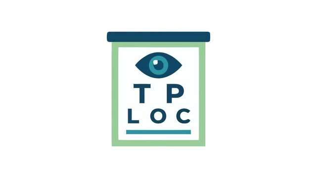 Medical eye chart symbol featuring letters and a pupil icon for vision assessment and professional clinical ophthalmology testing procedures used by doctors during routine health checkup