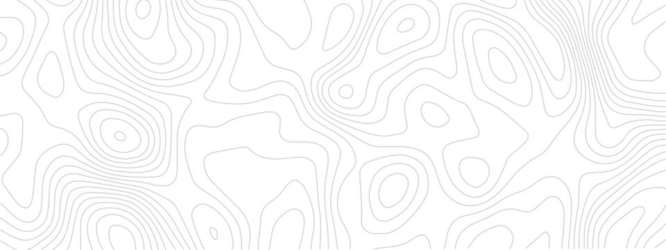 Abstract black and white topographic contour lines graphic background with topographic map terrain profile elevation