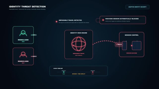Cyber security interface showing identity threat detection process
