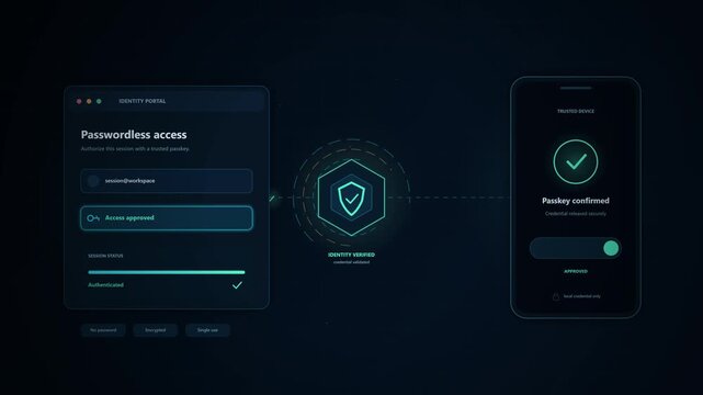 Cybersecurity authentication interface showing passwordless login
