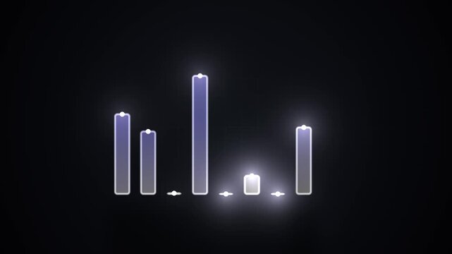 Animated bar chart displaying financial data fluctuations and business growth statistics on a dark digital screen background, perfect for technology and corporate presentations.