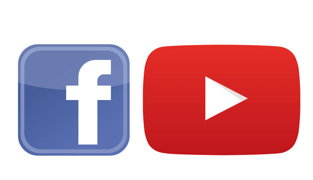 Facebook and youtube logos representing social media and online video platforms.