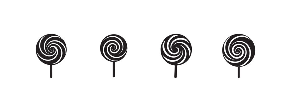 spiral candy lollipops with swirled patterns on sticks isolated design illustration