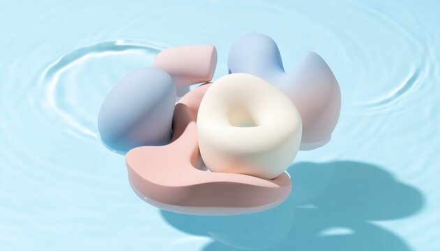 3d floating abstract geometric doughnut shape