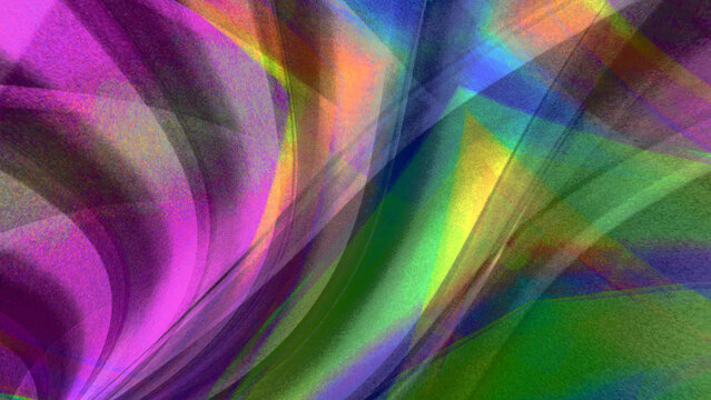 Abstract colorful fluid waves and glowing prismatic light refraction background design