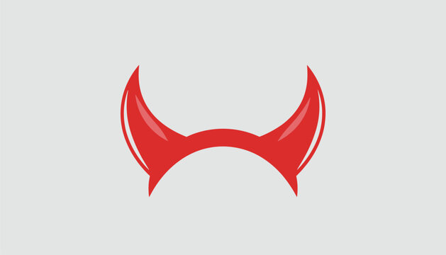 Bright red devil horns headband accessory for halloween or costume parties shown as a graphic icon on a grey background for design.