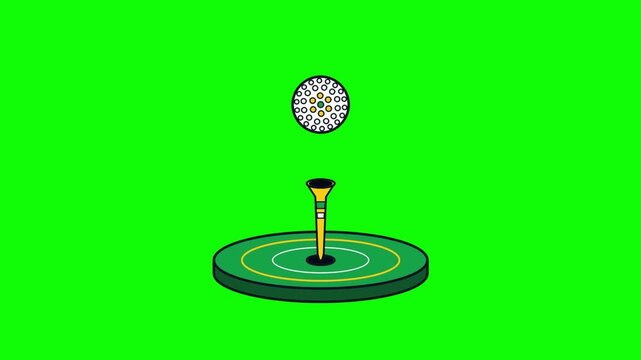 Animated Golf Ball Descending onto a Tee
