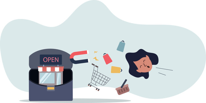Customer retention, marketing or promotion to draw customer to return and buy more products, situation and activities. flat design.