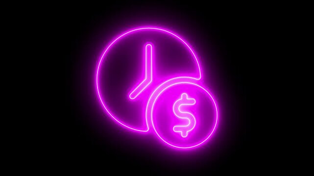 Glowing red neon u-turn arrow sign on black background, directional symbol animation
