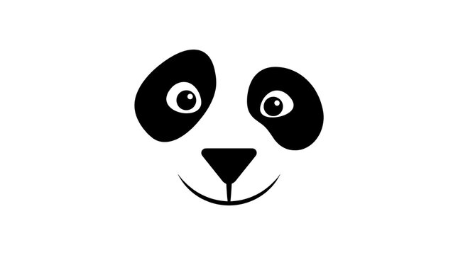 Minimalist black and white panda face illustration for branding and logo design with clean copy space