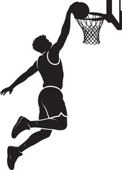Basketball Player Slam Dunk Black Silhouette © fawzy
