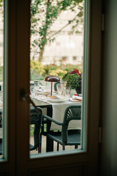 Table Set for Dining Outside in a Garden During the Day