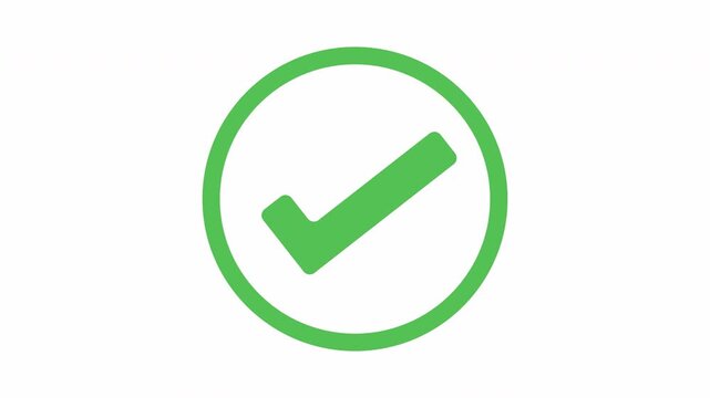 Green Checkmark Icons in Circles Against White and Black Stripes Background Seamless Motion