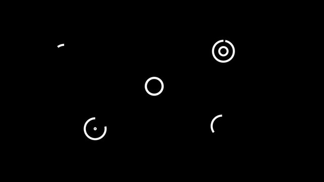 Glowing ellipse explosion with sparkling stars, triple ring firework burst, seamless motion graphics on black screen 4k  video,white energy sparks, curved line streaks and circle pop up animation,