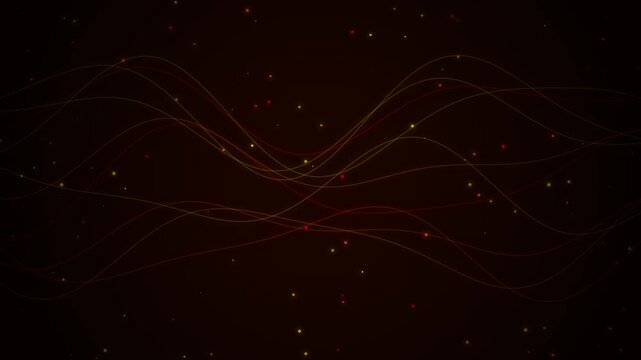 Abstract Glowing Orange Audio Wave Animation with Floating Light Particles on Dark Background Motion Loop