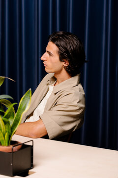 Young professional paying attention during a collaborative meeting.