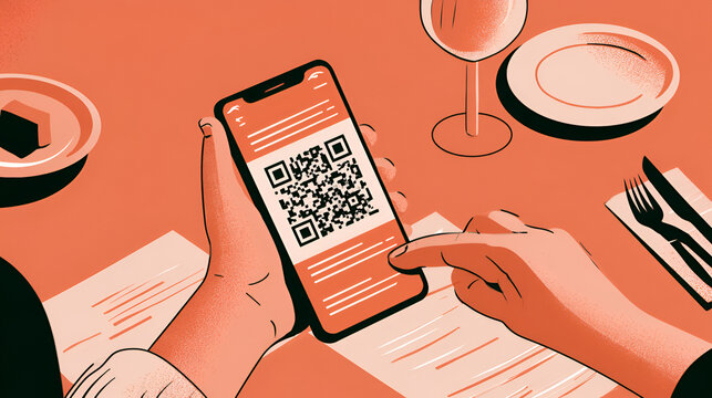 QR Code Menu Scanned At A Restaurant Table
