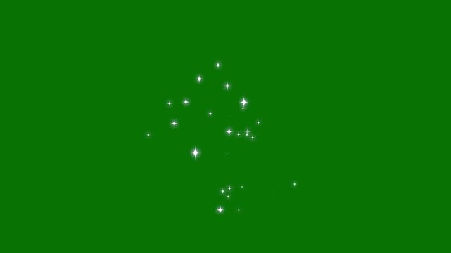 Glowing glitter burst sparkle effect, luxury white glitter sparkles trail, Bokeh light lights effect. Concept: Christmas, party, celebrate, birthday. blinking retro vector star on green screen.4k
