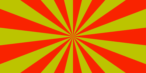 Obraz premium Sun ray vector background radial sunrise or sunset light retro design. Colorful sun rays sunburst pattern background. Vintage beam sunburst texture. Vibrant orange sunburst pattern with yellow rays a