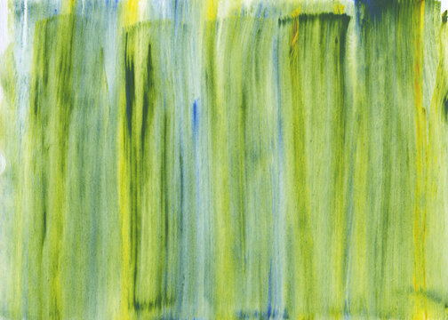 Vertical Watercolor Wash in Green, Yellow, and Blue