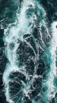 Blue waves of water of the river and the sea meet each other during high tide and low tide.