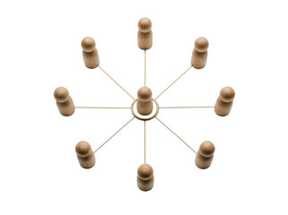 Obraz premium Wooden figures connected with each other isolated on transparent background
