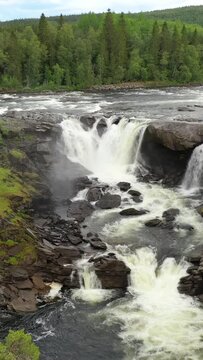Ristafallet waterfall in the western part of Jamtland is listed as one of the most beautiful waterfalls in Sweden.
